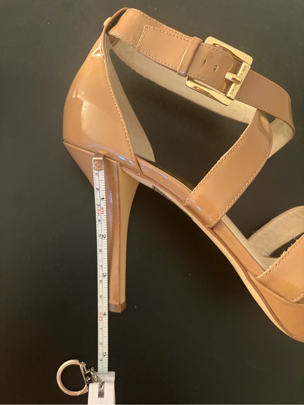 Michael Kors Evie Platform Women's Dark Tan Patent Leather Strappy Sandals NEW - Picture 7 of 7